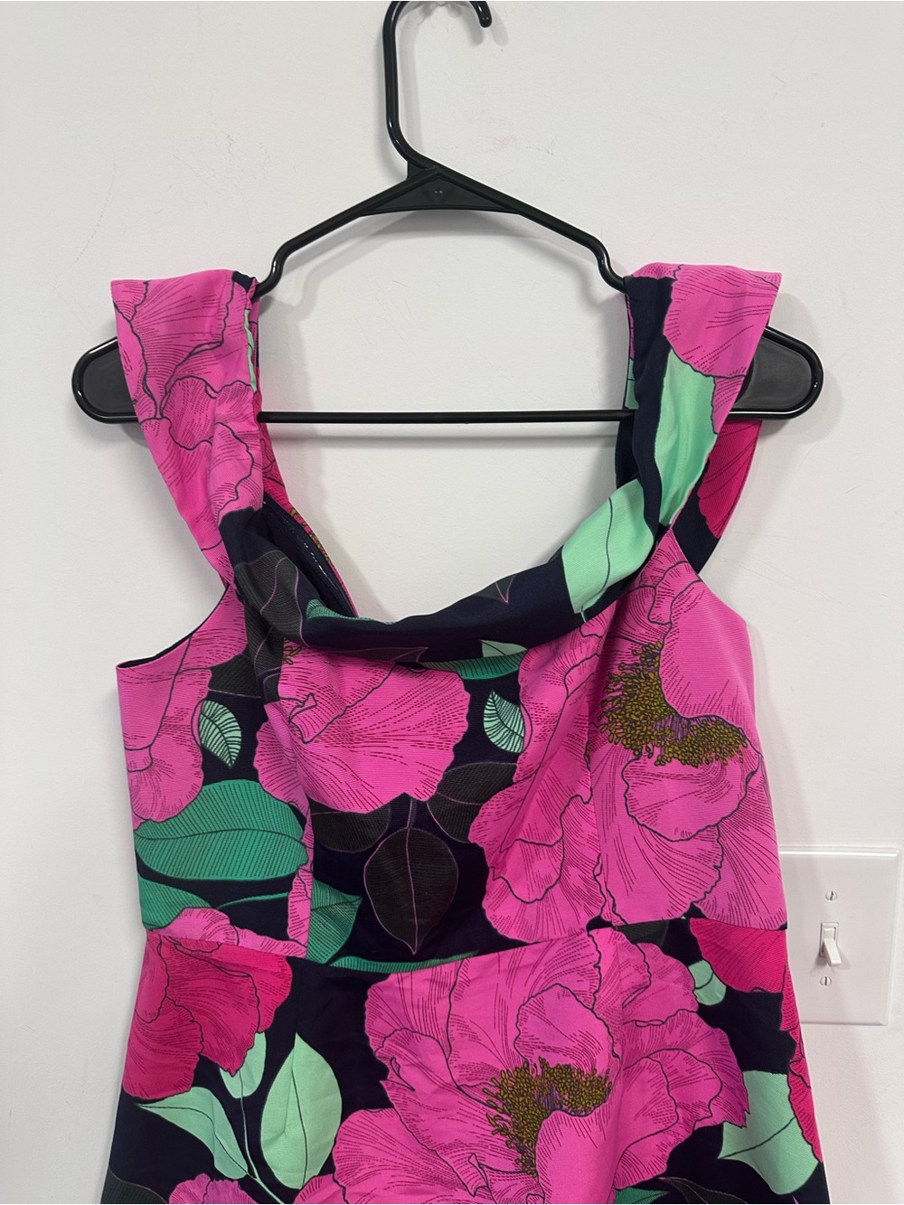 New York & Company Navy Dress with Hot Pink Floral Print - Picture 5 of 5